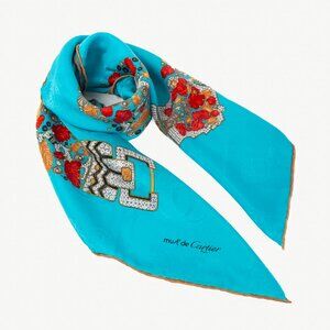 Cartier Must de Cartier Blue Silk Printed Scarf